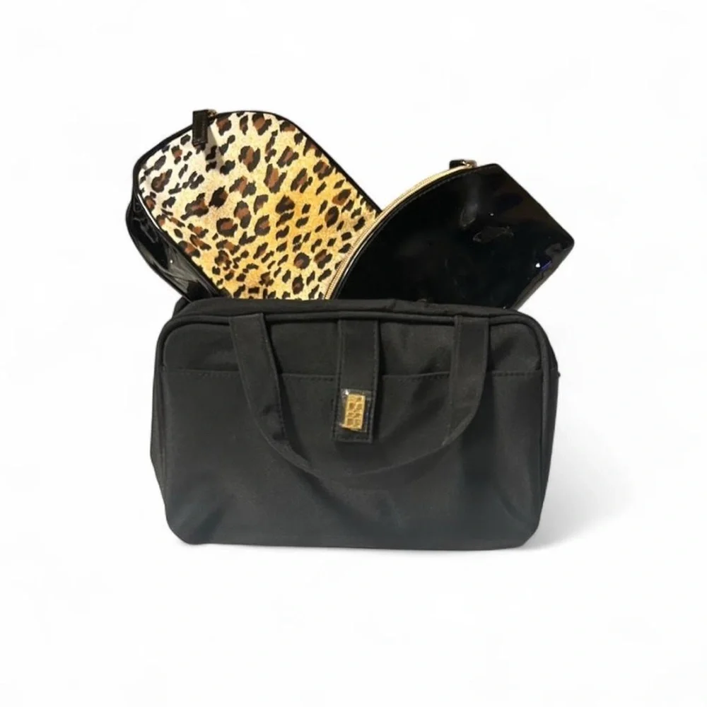 Black and Leopard Print Bag Set